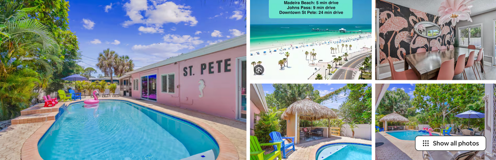 Huge bachelorette Airbnb St Pete sleeps 18 giant pool near beach